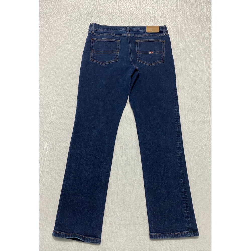 Tommy Jeans Mens‎ Straight Fit Dark Wash Denim Jeans 34x32 Distressed Stretch - Picture 8 of 12